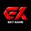 EK7 game official logo design with red modern typography on dark background