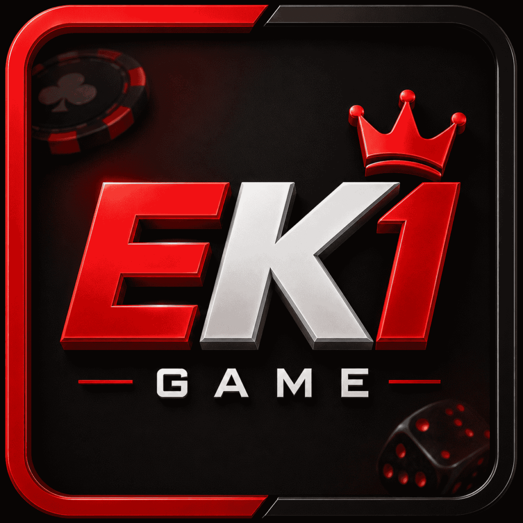 EK1 Game real money gaming logo with red and black design